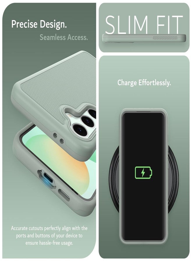 TUDIA MergeGrip [Military Grade] Designed for Samsung Galaxy S24 FE Case (2024), [Drop Tested] Dual Layer Shockproof Slim Tough Heavy Duty Protective Phone Cases for Galaxy S24 FE (Green Lily) - Image 5